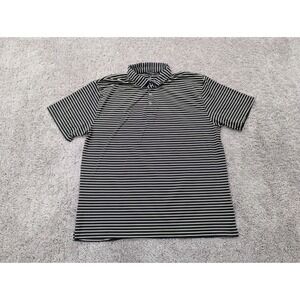 Hudson & Barrow Polo Shirt Mens Extra Large Wicking Quick Dry Striped Black Golf